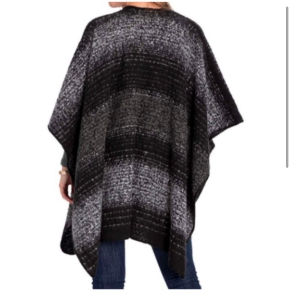 Woolrich Gray Poncho Wrap Cardigan Blanket Sweater One Size - Picture 2 of 6